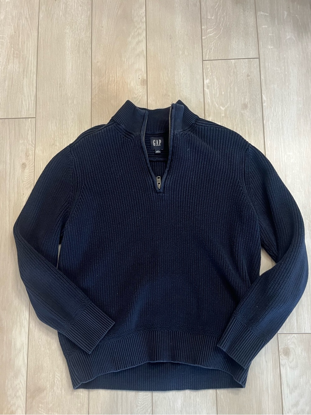 GAP Men's Navy Ribbed Half-Zip Sweater